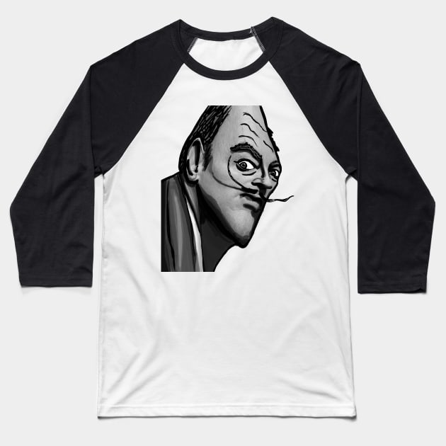 Salvador Dali Black & White Baseball T-Shirt by SmerkinGherkin